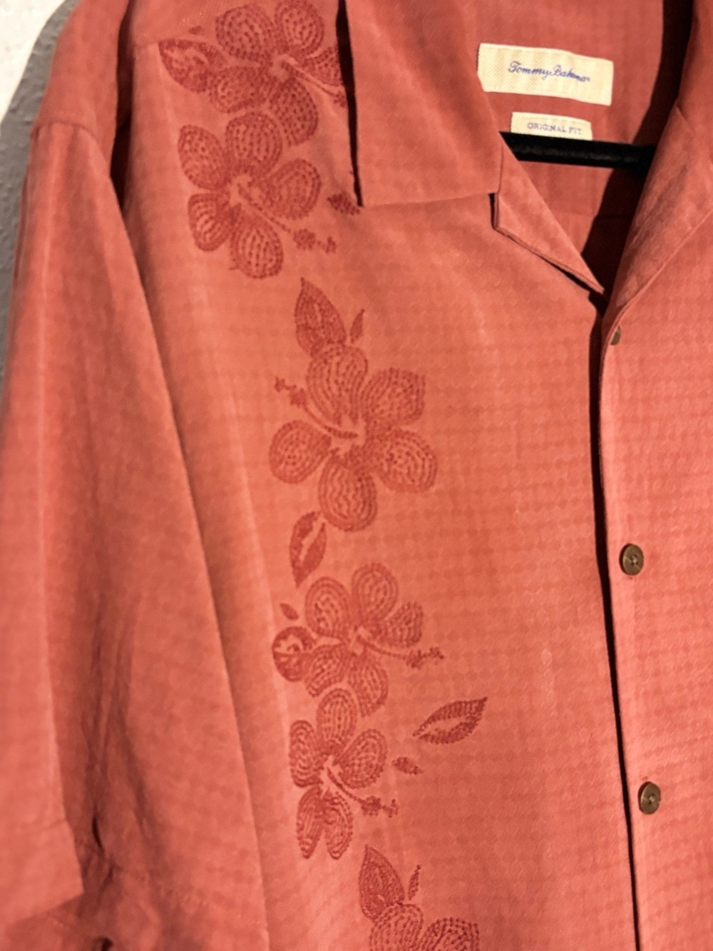 Tommy Bahama Red Floral Silk Camp Beach Shirt Size XL - Picture 3 of 6